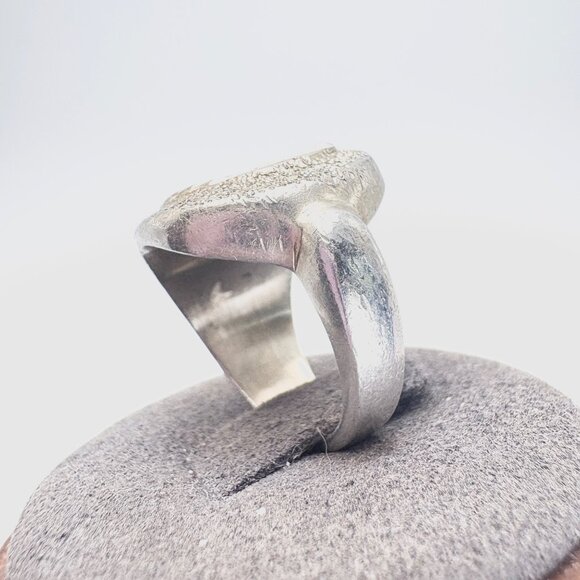 VTG Solid Sterling Silver 925 Etched Rough Textured Freeform Band Ring Size 7 - Picture 6 of 10